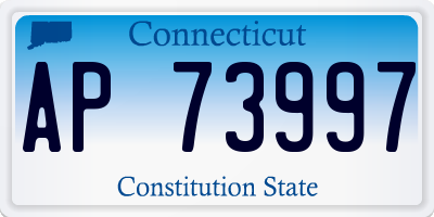 CT license plate AP73997
