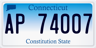 CT license plate AP74007