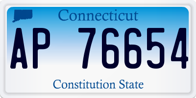 CT license plate AP76654