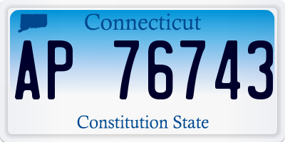CT license plate AP76743