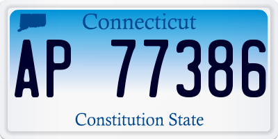CT license plate AP77386