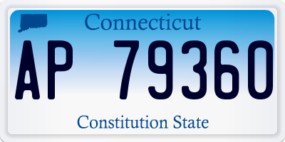 CT license plate AP79360
