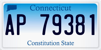 CT license plate AP79381