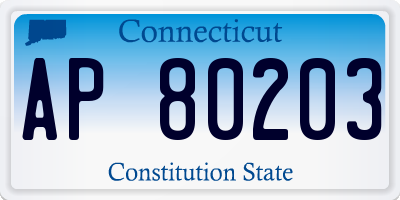 CT license plate AP80203