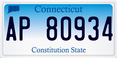 CT license plate AP80934