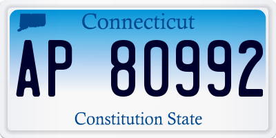 CT license plate AP80992