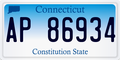 CT license plate AP86934