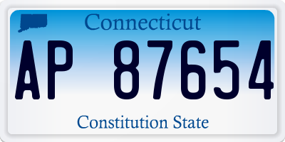 CT license plate AP87654