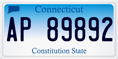 CT license plate AP89892