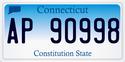 CT license plate AP90998