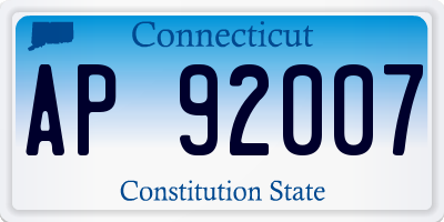 CT license plate AP92007