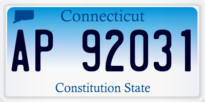 CT license plate AP92031