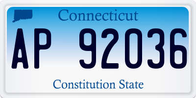 CT license plate AP92036