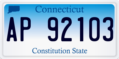 CT license plate AP92103