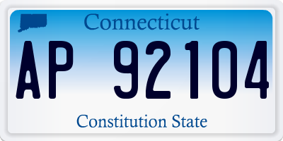 CT license plate AP92104