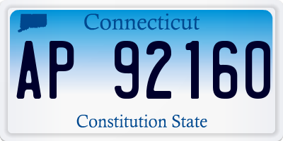 CT license plate AP92160