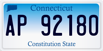CT license plate AP92180