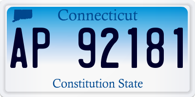 CT license plate AP92181
