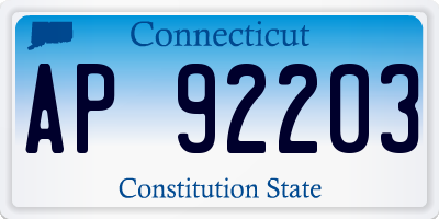 CT license plate AP92203