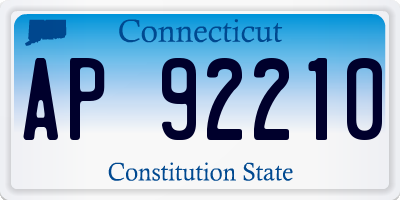 CT license plate AP92210