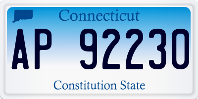 CT license plate AP92230
