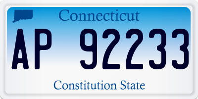 CT license plate AP92233
