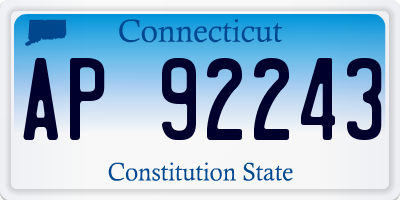 CT license plate AP92243