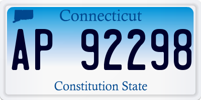 CT license plate AP92298