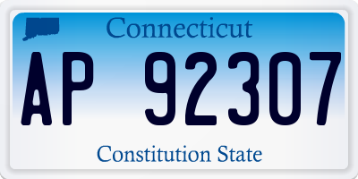 CT license plate AP92307