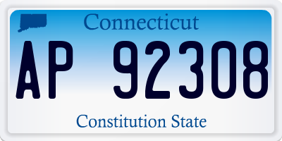 CT license plate AP92308
