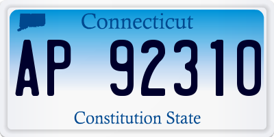 CT license plate AP92310