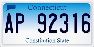 CT license plate AP92316