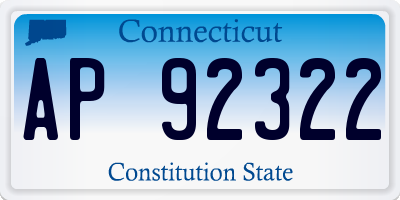 CT license plate AP92322