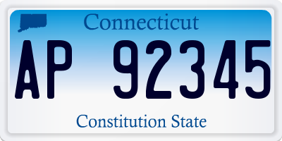 CT license plate AP92345