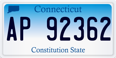 CT license plate AP92362
