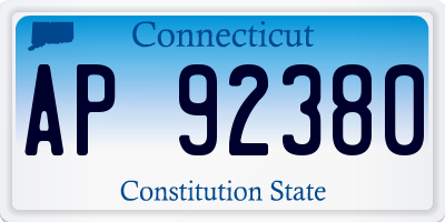 CT license plate AP92380