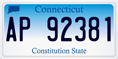 CT license plate AP92381