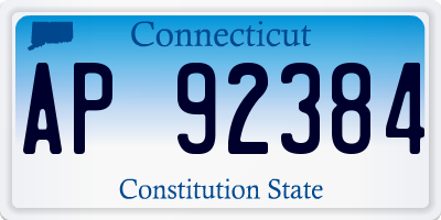 CT license plate AP92384