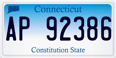 CT license plate AP92386