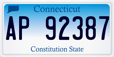 CT license plate AP92387