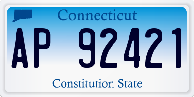 CT license plate AP92421