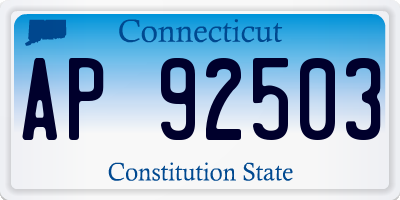 CT license plate AP92503