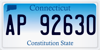 CT license plate AP92630