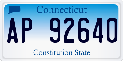 CT license plate AP92640