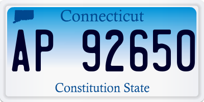 CT license plate AP92650