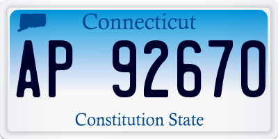 CT license plate AP92670
