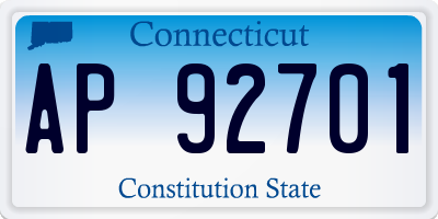 CT license plate AP92701