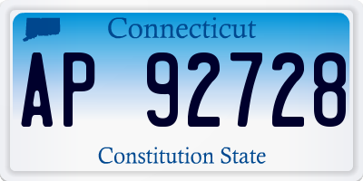 CT license plate AP92728