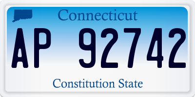 CT license plate AP92742