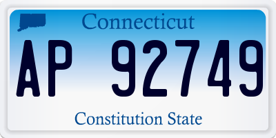 CT license plate AP92749